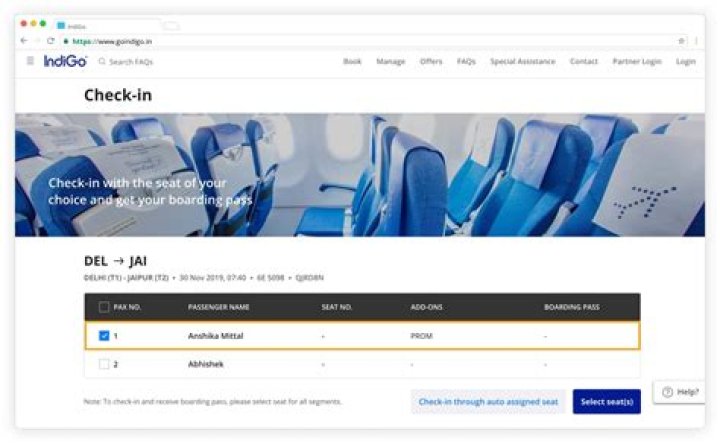 Can we select seats in Web check in?