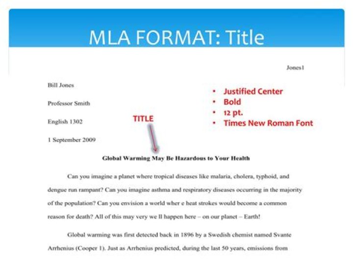 Do you bold the title in MLA format?