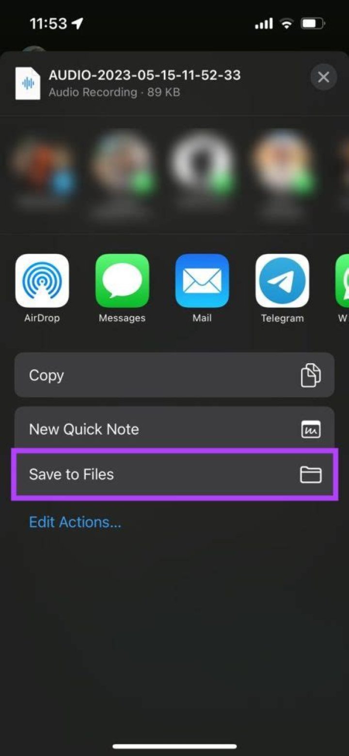 How can I save WhatsApp audio in iPhone?