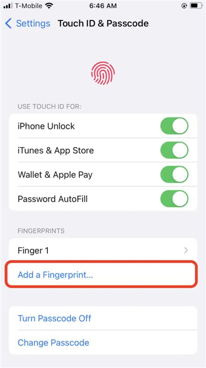 How do I add another fingerprint to my iPhone 8?