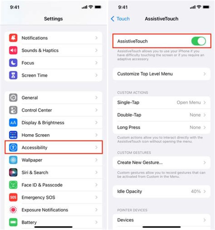How do you change assistive touch on iOS 11?