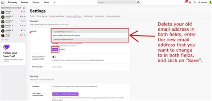 How do you change your email on twitch?