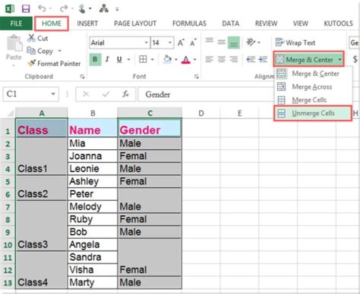 How do you Unmerge and fill cells in Excel?
