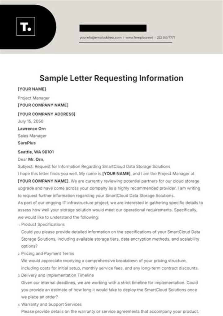 How do you write a business requesting information?
