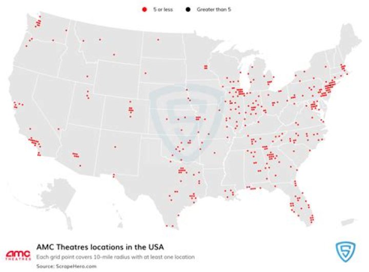 How many movie theaters are in the US?