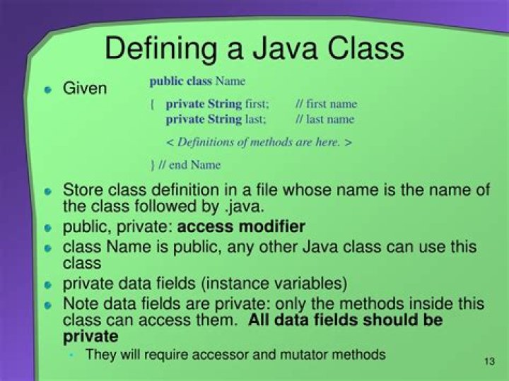 What is a class definition in Java?