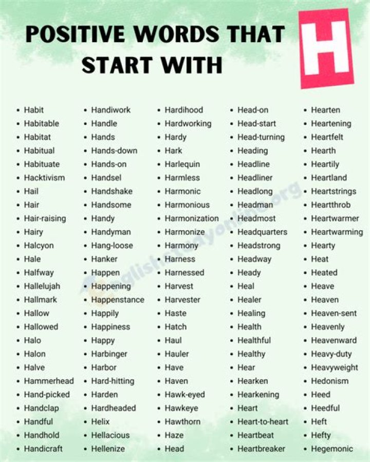 What is a good word for H?