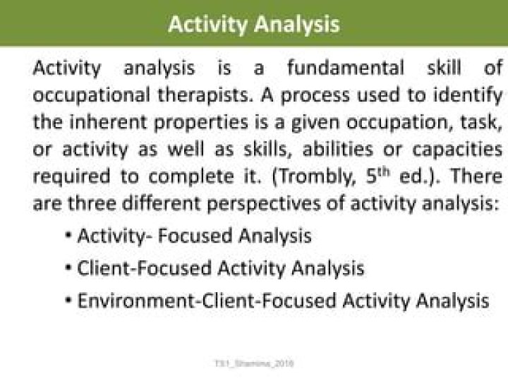 What is activity analysis in occupational therapy?