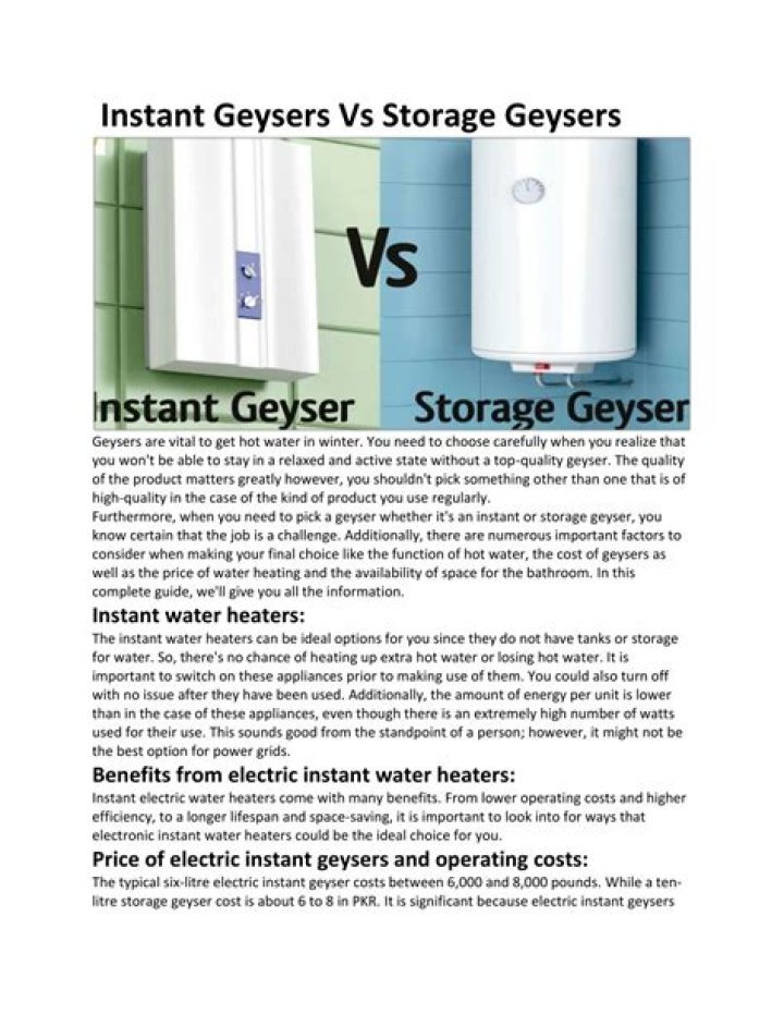 What is difference between instant geyser and storage?