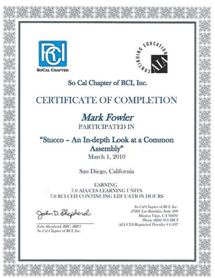 What is RCI certificate?