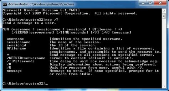 What is Session name in MSG command?