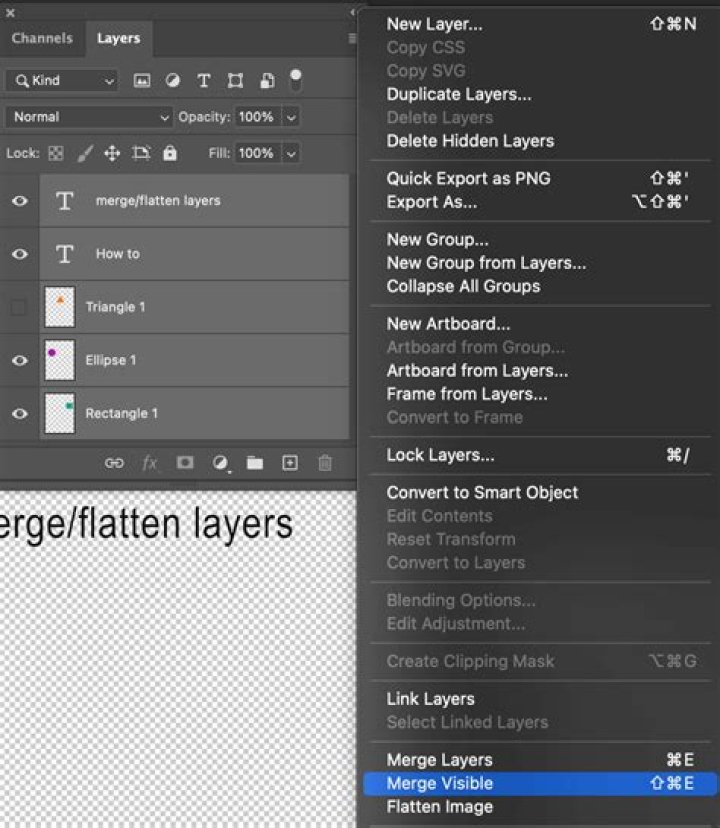 What is the difference between merge layers and flatten image?