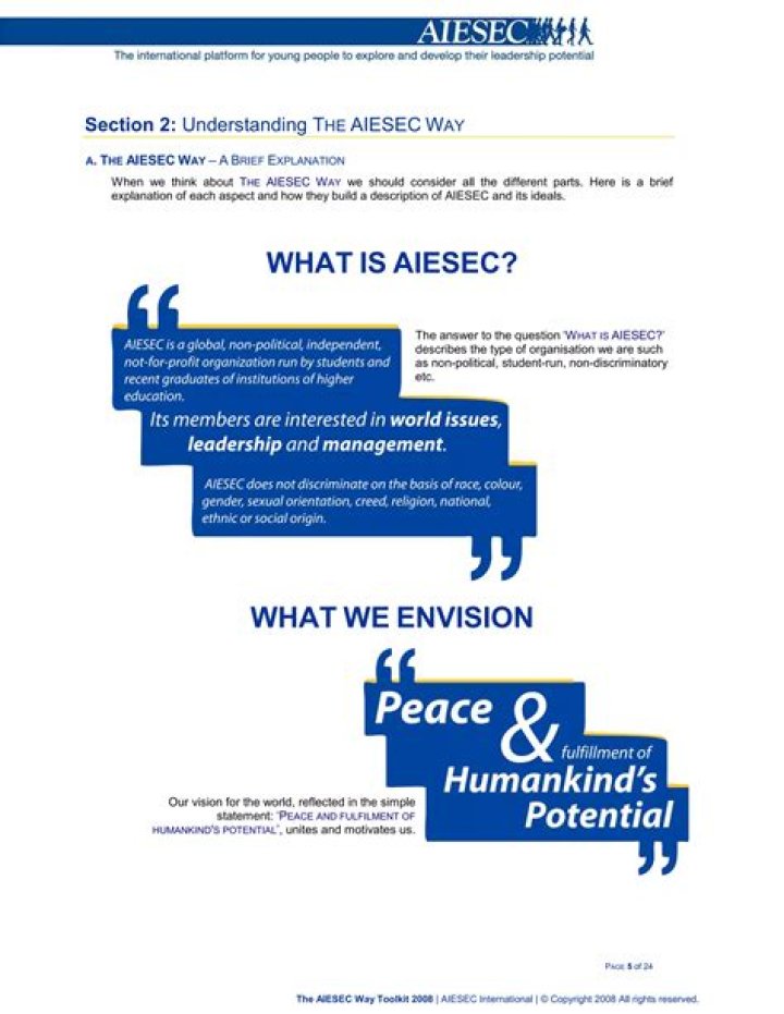 What is the vision of aiesec?