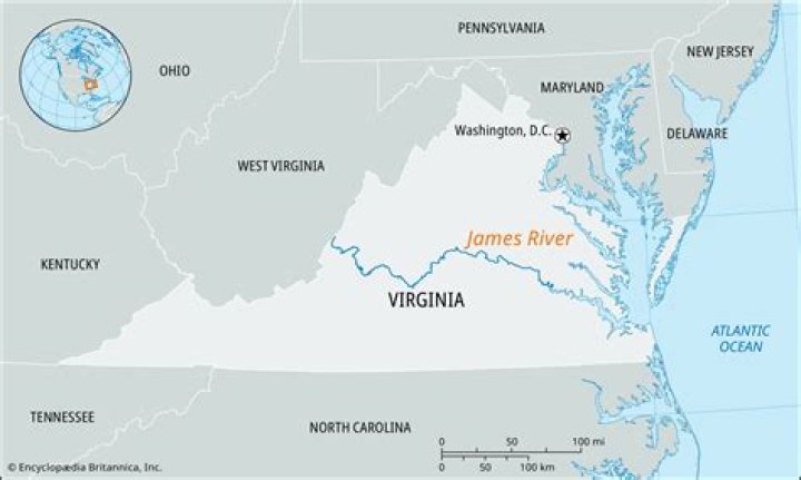 What two cities are located along the James River?